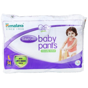 Himalaya Total Care Baby Pants Diapers L, Pack of 54, 8–14 kg, Pant Style, Plastic Packet
