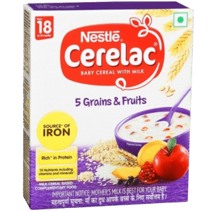 Nestle Cerelac Baby Cereal With Milk 5 Grains & Fruits 18 to 24 Months 300 g (Pack of 1)