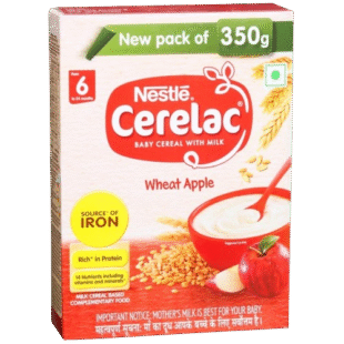 Nestle Cerelac Baby Cereal With Milk Wheat Apple 6 to 24 Months 350 g (Pack of 1)