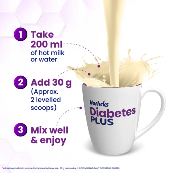 Horlicks Diabetes Plus Vanilla Powder Refill   Helps Manage Blood Sugar 400g - Image 4
