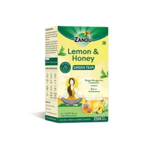 Zandu Lemon & Honey Green Tea | 100% Ayurvedic Blend with Natural Flavours | (Pack of 25 Tea Bags)