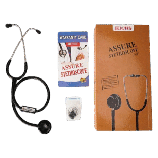 Hicks Assure Stethoscope A-402 (Black) | Dual-Sided Chest Piece | High Acoustic Sensitivity | Pack of 1