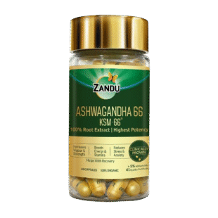 Zandu Ashwagandha KSM-66 Capsules (60 Units) – Pack of 1