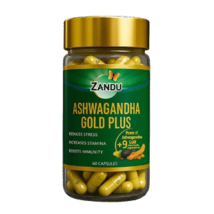 Zandu Ashwagandha Gold Plus Capsules (24K Gold) – Pack of 60 Capsules