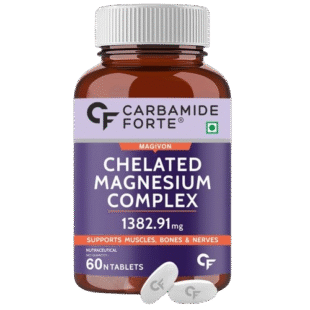 Carbamide Forte Chelated Magnesium Citrate Oxide Supplement – 1382.91mg Per Serving | 60 Veg Tablets | For Men & Women (18+)