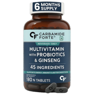 Carbamide Forte Multivitamin Tablets for Men with Ginseng & Probiotics | Vegetarian | Pack of 180 Tablets