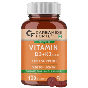 Carbamide Forte Vitamin D3 K2 (Pack of 120 Veg Tablets)