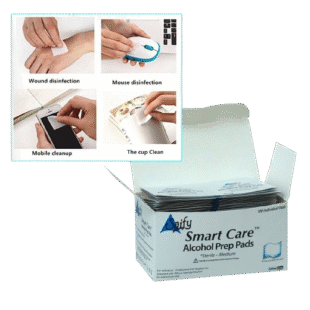 Smart Care® Sterile Swabs | Antiseptic Prep Pads & Emergency Disinfectant Wipes | First Aid Antibacterial Cleanser for Home & Outdoor Use | Medium Size (100 Count)