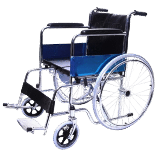 Smart Care Wheelchair with Commode SC 608 | Foldable Lightweight Wheelchair with Handbrakes and Commode Pot