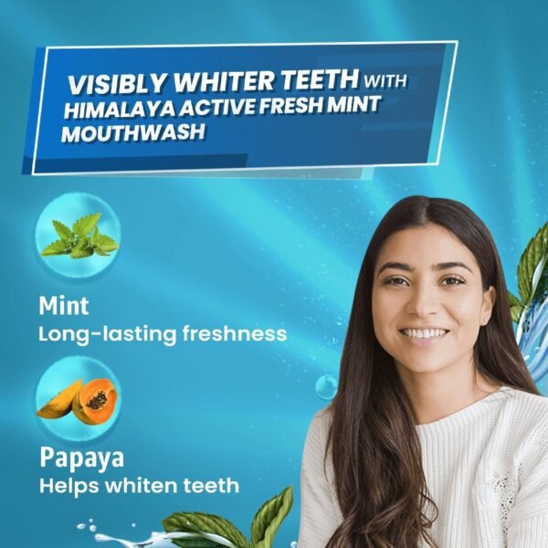 Himalaya Active Fresh Mint Mouthwash 215ml (Pack of 1) - Image 2