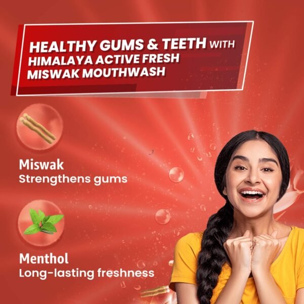 Himalaya Active Fresh Miswak Mouthwash 215ml (Pack of 1) - Image 2