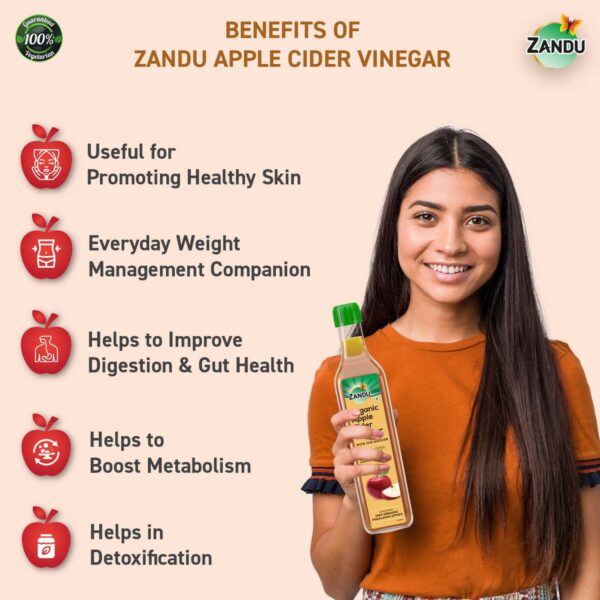 Zandu Organic Apple Cider Vinegar (500ml) – Pack of 1 - Image 7