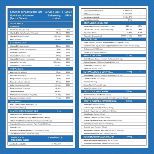 Carbamide Forte Multivitamin Tablet for Men with 120 Vegetarian Tablets (Pack of 1) - Image 10