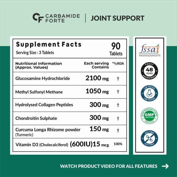 Carbamide Forte Glucosamine Joint Support Tablets (Pack of 90) - Image 8