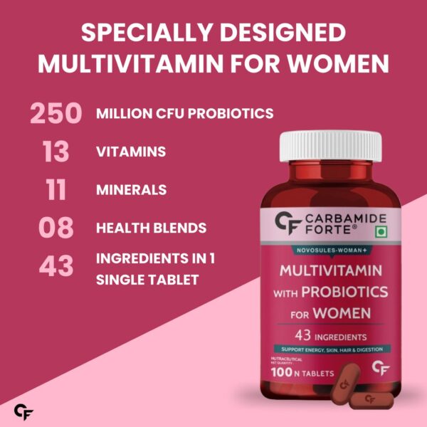 Carbamide Forte Multivitamin Tablets for Women | 100% Vegetarian | Pack of 100 Tablets - Image 7