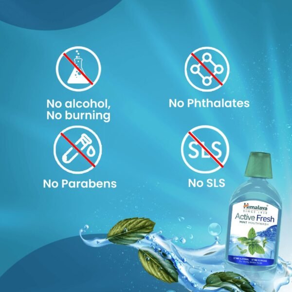 Himalaya Active Fresh Mint Mouthwash 215ml (Pack of 1) - Image 4