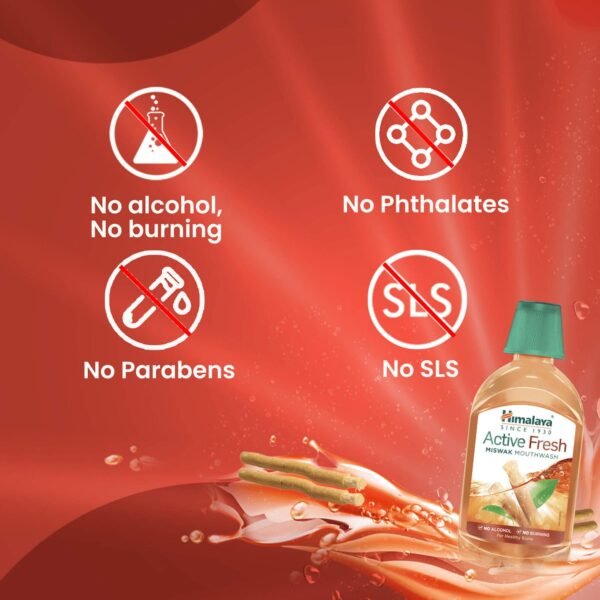 Himalaya Active Fresh Miswak Mouthwash 215ml (Pack of 1) - Image 4