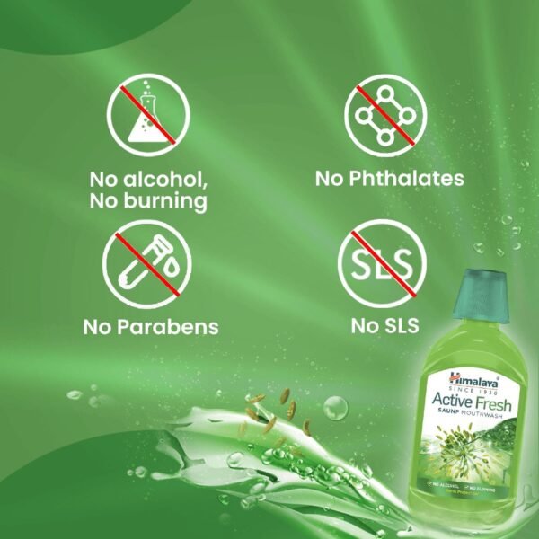 Himalaya Active Fresh Saunf Mouthwash 215ml (Pack of 1) - Image 4