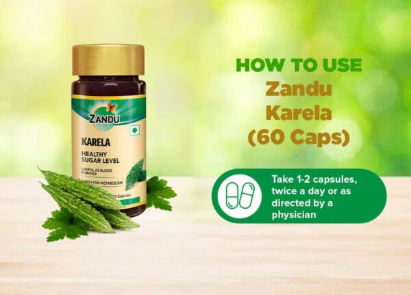 Zandu Karela Capsules for Blood Sugar Control & Blood Purification (Pack of 60 Capsules) - Image 4