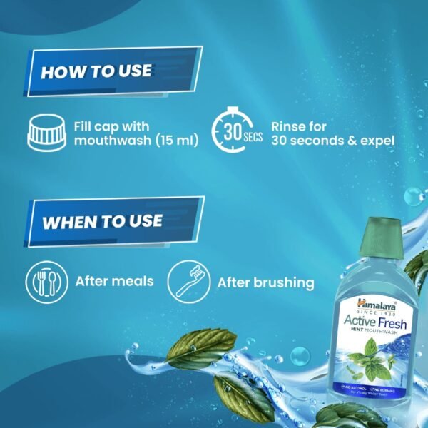 Himalaya Active Fresh Mint Mouthwash 215ml (Pack of 1) - Image 5