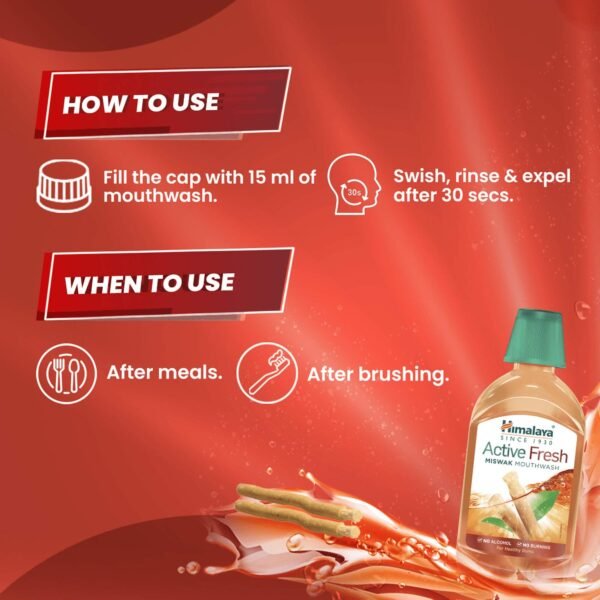 Himalaya Active Fresh Miswak Mouthwash 215ml (Pack of 1) - Image 5
