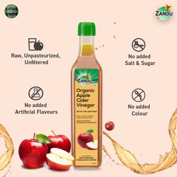 Zandu Organic Apple Cider Vinegar (500ml) – Pack of 1 - Image 4