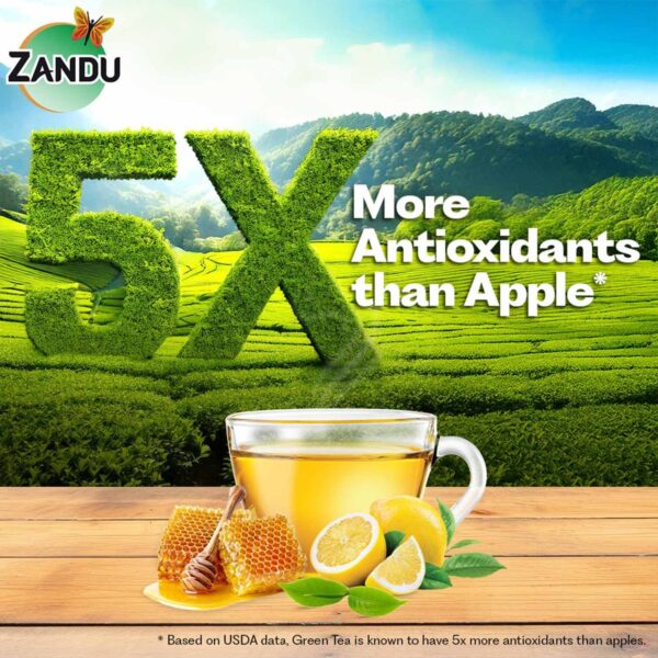Zandu Lemon & Honey Green Tea | 100% Ayurvedic Blend with Natural Flavours | (Pack of 25 Tea Bags) - Image 8