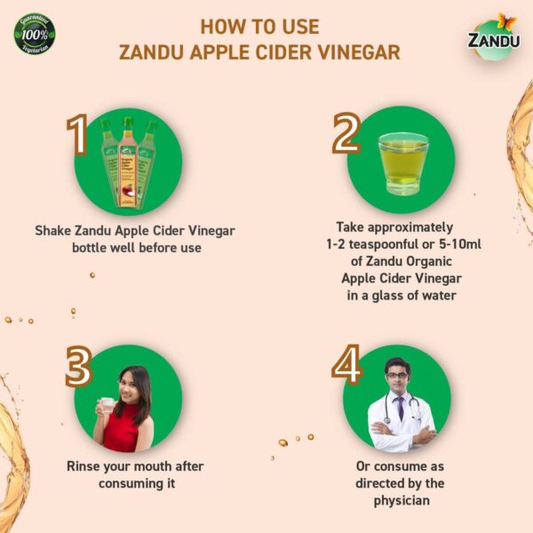 Zandu Organic Apple Cider Vinegar (500ml) – Pack of 1 - Image 3