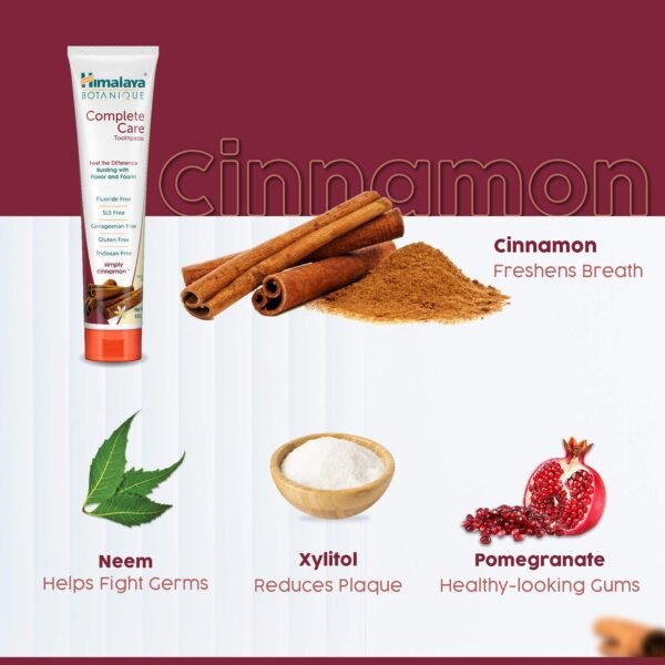 Himalaya BOTANIQUE Complete Care Toothpaste (Simply Cinnamon) 150g (Pack of 1) - Image 6