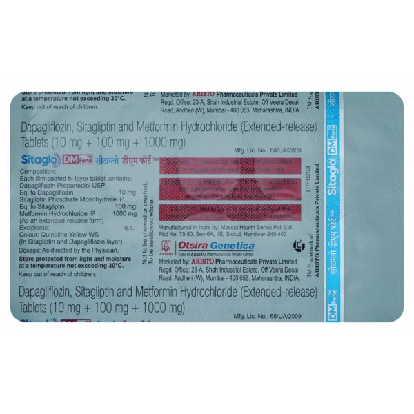 Sitaglo DM Forte 10mg/1000mg/100mg Tablet