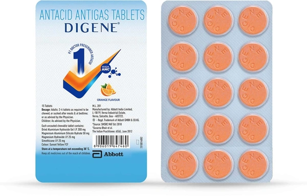 Digene Antacid Antigas Tablet | For Acidity, Gas & Stomach Care | Flavour Orange - Image 2