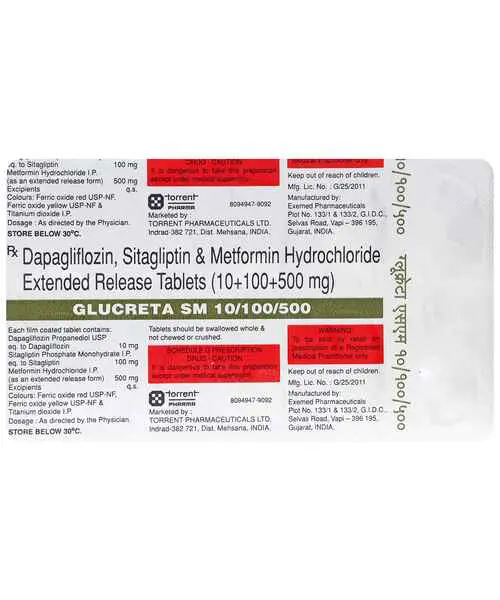 Glucreta SM 10mg/500mg/100mg Tablet - Image 2