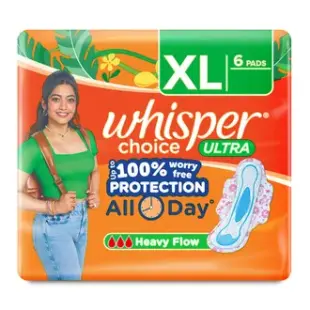 Whisper Choice Ultra Wings Sanitary Pads XL, 6 Count