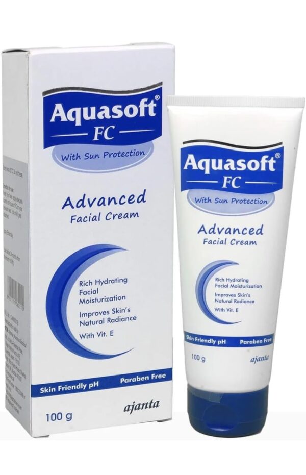Aquasoft FC Advanced Facial Cream with Sun Protection Paraben-Free Face Care Product with Vitamin E 100g