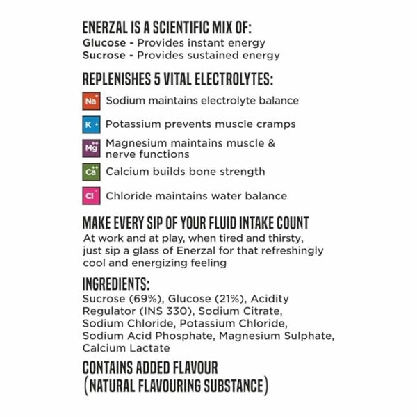 Enerzal Enerzal Energy & Electrolyte Drink with 5 Vital Electrolytes | For Stomach Care | Flavour Powder Orange - Image 4
