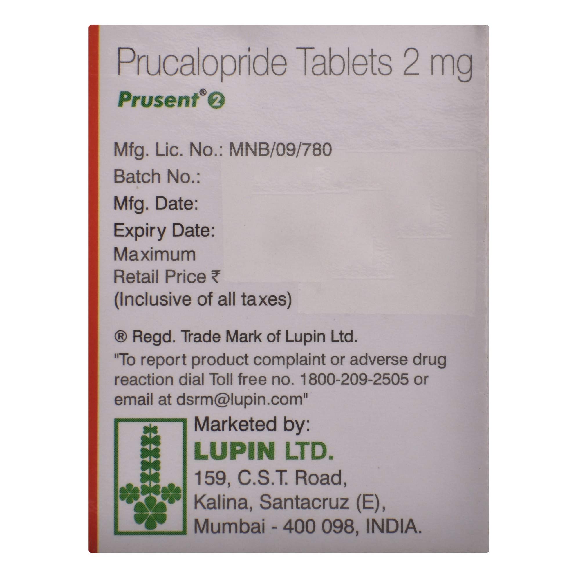 Prusent 2mg Tablet 1*10 - Image 3
