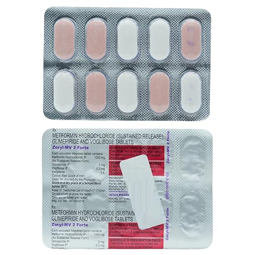 Zoryl MV Forte 2mg/1000mg/0.2mg Tablet