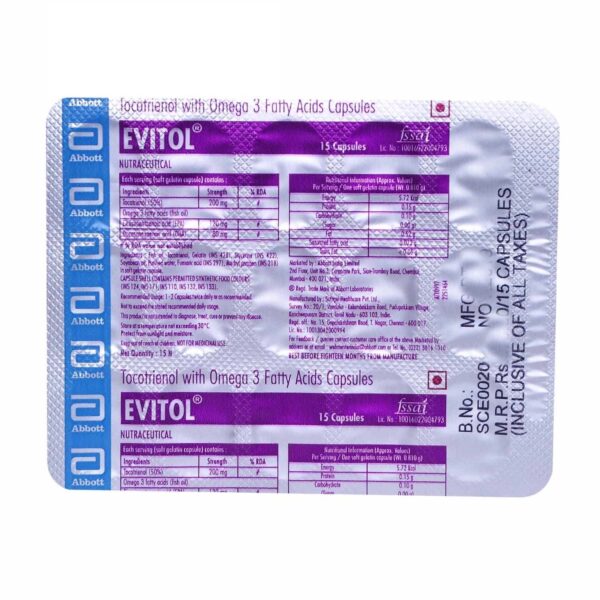 Evitol Tocotrienol Capsule with Omega 3 Fatty Acids Capsules - Image 3