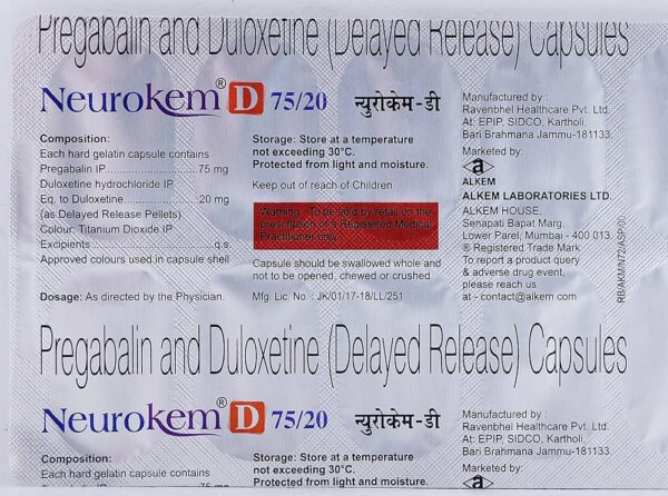 Neurokem D 75mg/20mg Capsule - Image 5