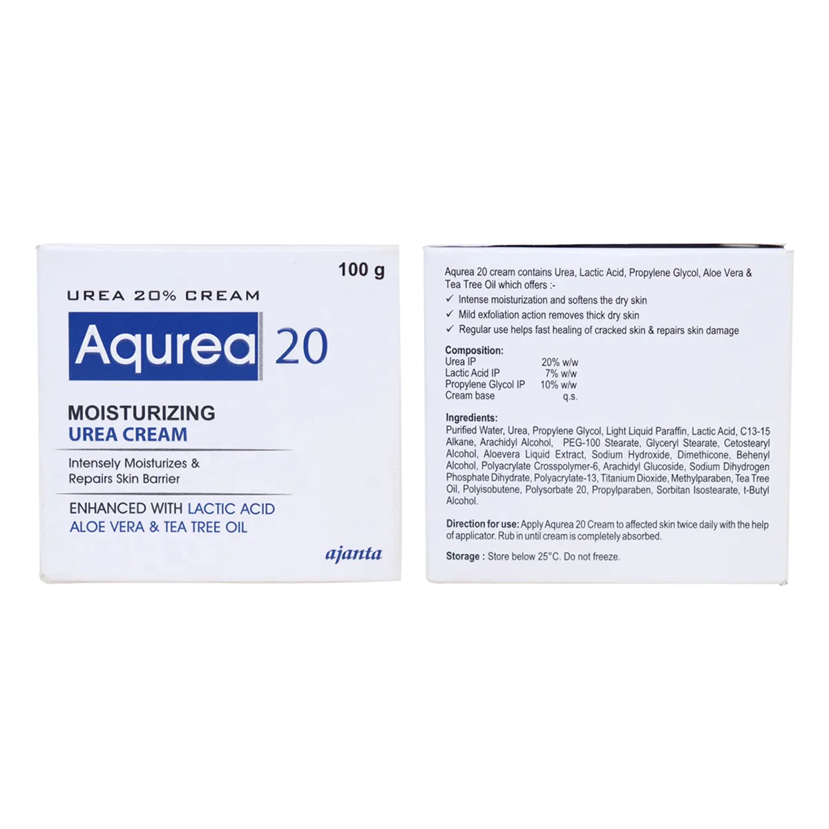 Aqurea 20 Moisturizing Urea Cream with Lactic Acid, Aloe Vera'100GM - Image 3