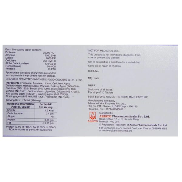 ARISTOZYME GOLD - Strip of 10 Tablets - Image 2
