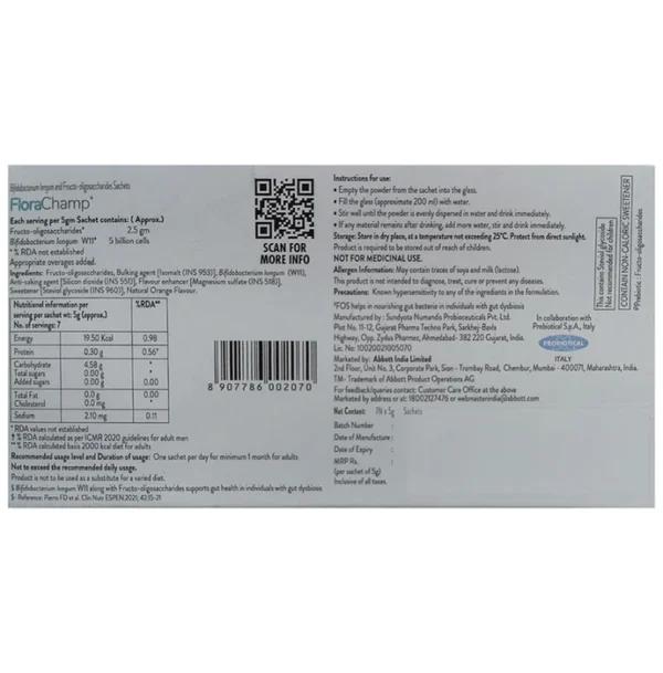 FloraChamp Sachet | Pre & Probiotic Supplement | Gluten Free | For Gut Health - Image 2