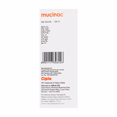 Mucinac Cherry Flavour Oral Solution 1*100 ml - Image 3