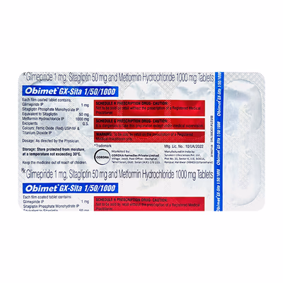 Obimet GX Sita 50mg/2mg/1000mg Tablet Prescription Required