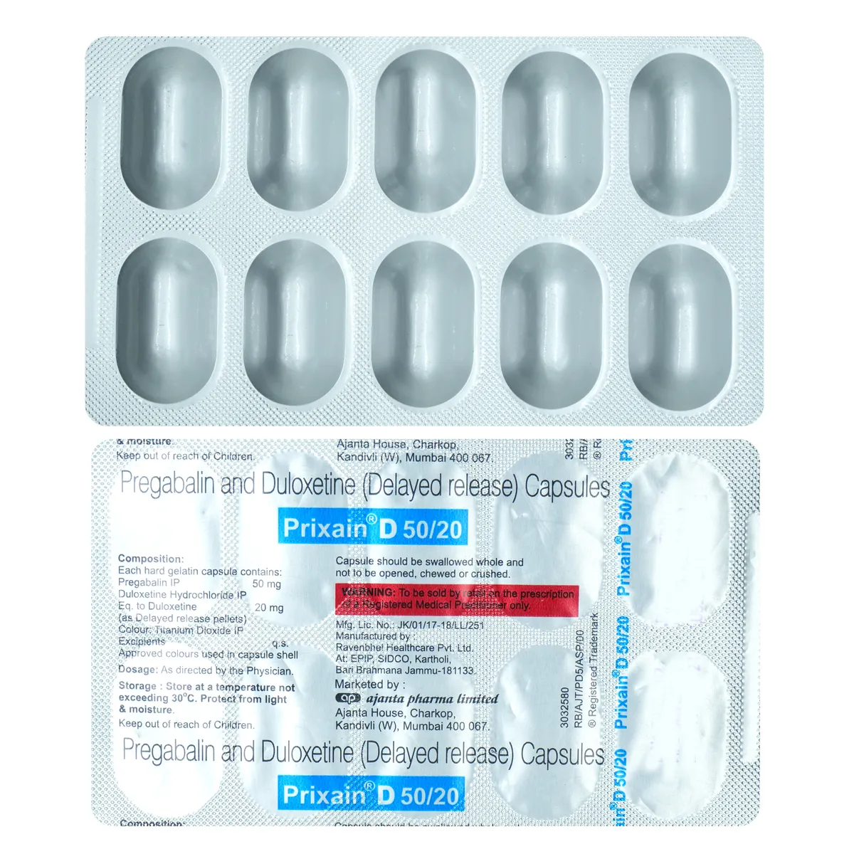 Prixain D 50mg/20mg Capsule'1*10 - Image 2