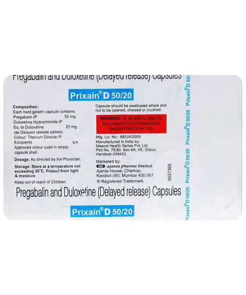 Prixain D 50mg/20mg Capsule'1*10 - Image 3