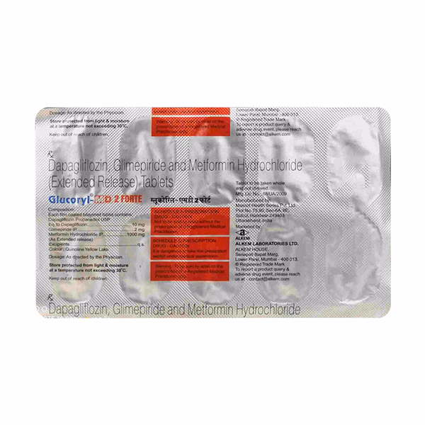 Glucoryl MD Forte 10mg/2mg/1000mg Tablet - Image 3