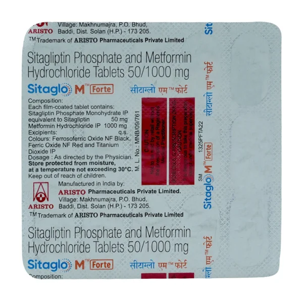 Sitaglo M Forte 50mg/1000mg Tablet