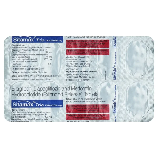 Sitamax Trio 10mg/1000mg/100mg Tablet - Image 2