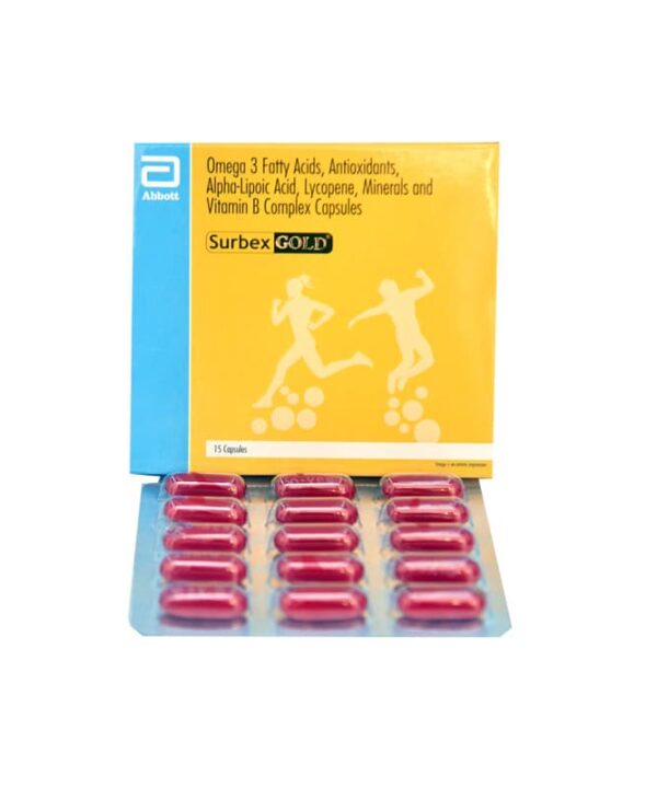 Surbex Gold Capsule with Omega 3 Fatty Acids, Antioxidants, ALA, Lycopene, Minerals and Vitamin-B Complex - Image 3